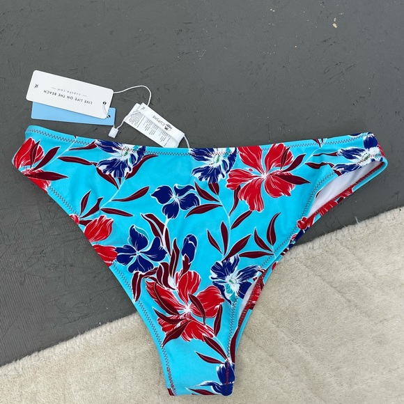 Cupshe Blue & Red Floral Print Bikini Bottoms XL - Picture 7 of 7